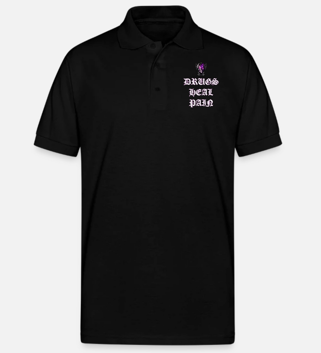 DRUGS HEAL PAIN POLO TEE